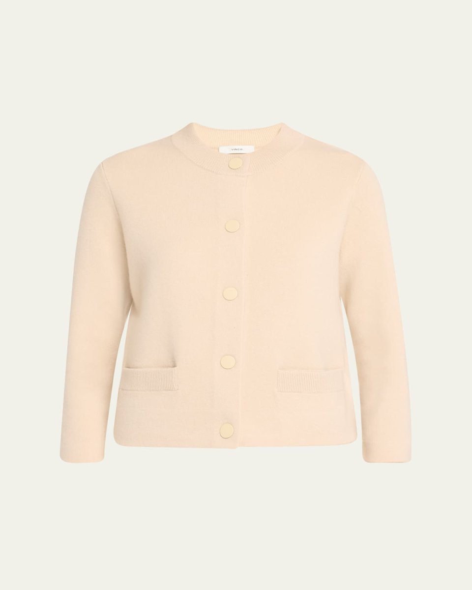 Wool and Cashmere Shrunken Snap Cardigan